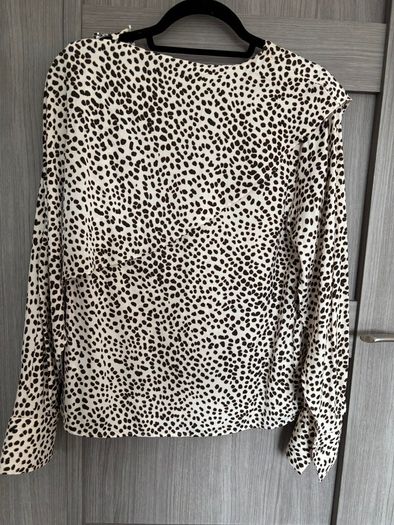 Animal print blouse - cream and black