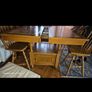 Solid oak extendable dining table with 6 chairs Image 3