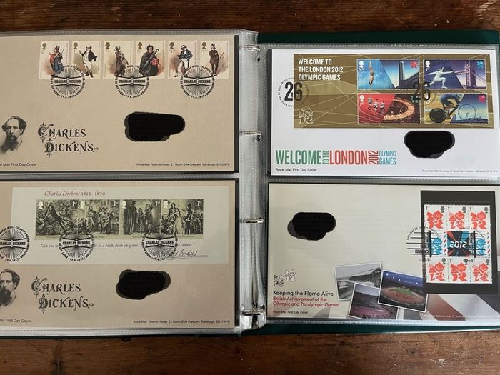 Collection of  77 UK First Day Cover stamps 2010 to 2013 in album