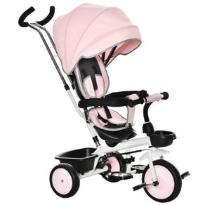 6 in 1 Baby Tricycle Toddler Stroller Pedal Tricycle w/ Reversible Seat Adjustable Removable Handle Canopy Handrail Belt Storage Footrest Clutch for 1-5 Years Old Pink MULTIPLE COLOURS AVAILABLE (FREE POSTAGE)