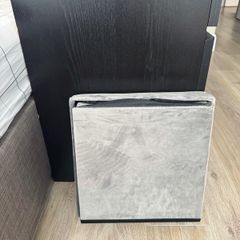 Grey Velvet Storage Cube with Lid 37 x 37 cm