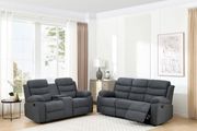 New 3+2 Grey Fabric Recliner With Cupholders