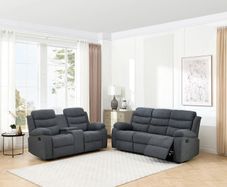 New 3+2 Grey Fabric Recliner With Cupholders