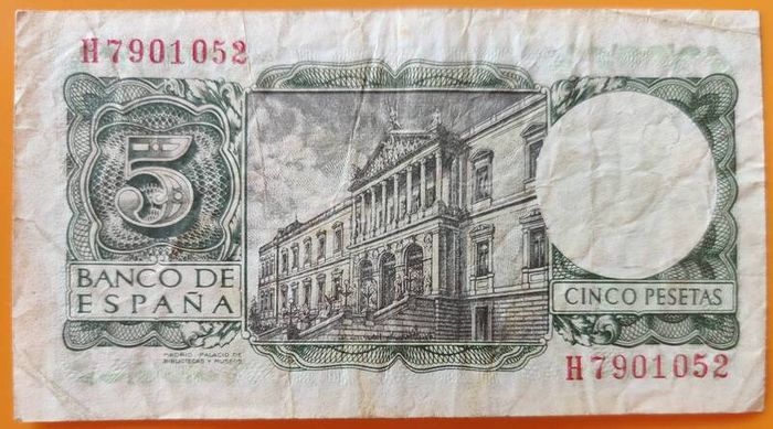 Banknote 1954 Spain 5 Pesetas