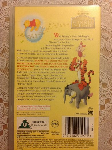 Winnie The Pooh. Vhs Video