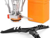 Camping Stove with Fuel Can Stabilizer, Portable Windproof Camping Gas Stove with Carry Case, Mini Foldable Gas Tank Tripod, Pocket Stove Perfect for Camping, Hiking and Trekking