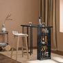 Bar Table  faux marble Bistro Table with 3 Shelves High Kitchen Table with Storage Surfaces Table for Kitchen, Dining Room and Living Room Marble Effect Image 4