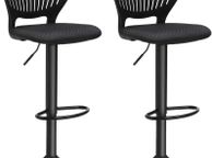 main image for ad _Bar Stool Set of 2 Height Adjustable with Crown Backrest 360 Degree Rotating Comfortable Padded Seat Kitchen Bar Black