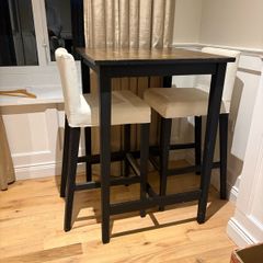 Rustic industrial high table and 2 stools