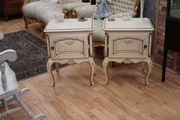 Pair of Antique French Painted Oak Bedside Cabinets