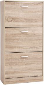 _shoe cabinet with 3 flaps shoe rack Schuhkipepr shoe chest, oak-colored, adjustable 60 x 120 x 24 cm (W x H x D), oak look