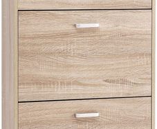 _shoe cabinet with 3 flaps shoe rack Schuhkipepr shoe chest, oak-colored, adjustable 60 x 120 x 24 cm (W x H x D), oak look