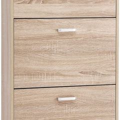 shoe cabinet with 3 flaps shoe rack Schuhkipepr shoe chest, oak-colored, adjustable 60 x 120 x 24 cm (W x H x D), oak look