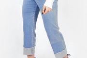 Kalisson Light Wash Turn Up HR Crop Jeans