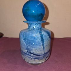 Blue Glass Bottle with Stopper