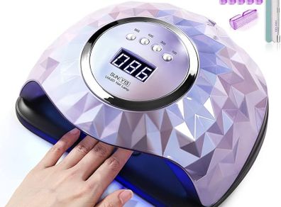 FREE EXPRESS SHIPPING 248W UV LED Nail Lamp with 60 Lamp Beads, UV Light for Nails Gel Polish Faster Curing Lamp Nail Dryer with 4 Timers, Auto Sensor, Home Salon Nail Art Light Tools for Fingernail