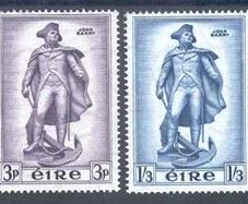1956 Ireland To Commemorate The unveiling of a Statute to Commodore John Barry , Founder of the US Navy Commemorative Stamps Mint Never Hinged (MNH)