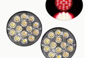 Stay on or flashing 2PCS 14LED Light Round Flashing Light, 12V-24V, Suitable for Car, SUVs, Trucks, Trailers, 2 Light Modes
