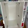 small IKEA wardrobe. Height.143cm X width 95 cm X depth 55cm. There's a tiny bit of expansion on the top at both sides. Image 4