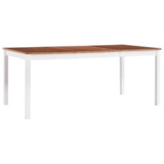 Dining Table White and Brown 180x90x73 cm Pinewood
