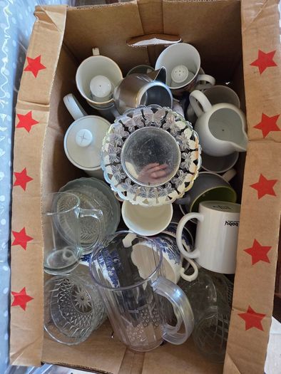 Free Box of Cups, Jugs, Bowls, Glassware Etc