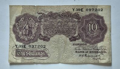 2 English Wartime Banknotes. 10 Shillings, K.Peppiatt cashier