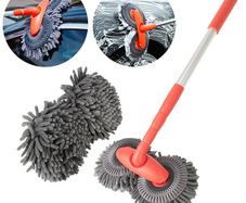 Car Washer Mop Foam Wash Brush Double Brush Head Roof Window Cleaning Maintenance Three-Section Telescopic Mop Car Accessories