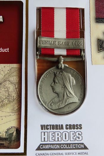 Fenian Raid Canada Medal 1866 Timothy O'Hea VC commemorative replica medal & 2010 stamp first day cover
