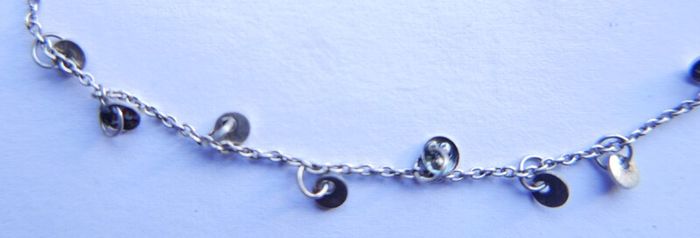 Vintage Sterling Silver925 Disc Charm Anklet Bracelet length 10" - 1,6g
