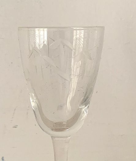 Vintage Noritake Sasaki Bamboo Etched Stem Glass 1950s  MCM Japan