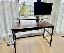 Computer Desk with Monitor Stand & Storage Shelves