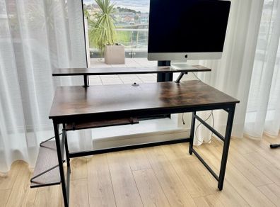 Computer Desk with Monitor Stand & Storage Shelves