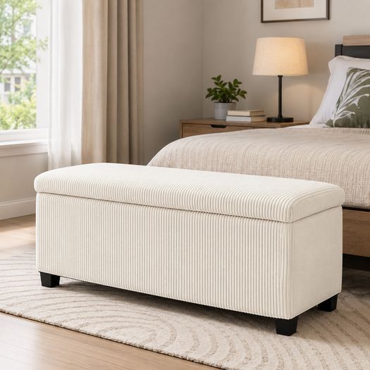 Storage ottoman With Storage Bench Beige