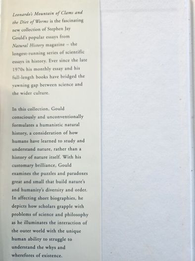 Stephen Jay Gould. Leonardo's Mountain of claims and the Diet of Worms. Hardback With Dustjacket In Good Condition.