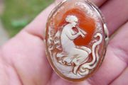 Vintage Most Rare 1890's Antique 14k Gold Shell Cameo Pin Brooch 4cm X 3cm