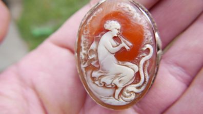 Vintage Most Rare 1890's Antique 14k Gold Shell Cameo Pin Brooch 4cm X 3cm