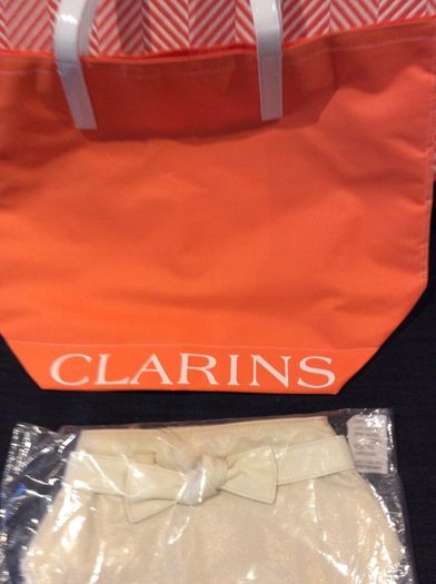FREE Tote Bag or make up bag - Clarins Body Hydration Essentials- Brand New Boxed 3 piece Set
