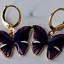 Mini Hoop Purple Butterfly Drop Earrings Image 6