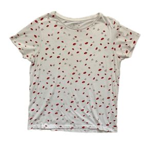 Ladies White Valentines Heart T-shirt - Size L / 14-16 - Or Free With Any Other Purchase