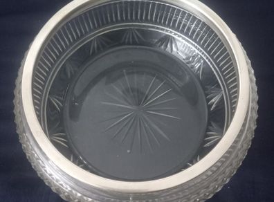 Antique silver mounted cut glass bowl.