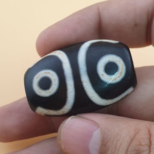 Vintage 3 Eyes Himalayan Tibetan Agate Dzi Bead Amulet