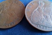 1927 English George V pennies.
