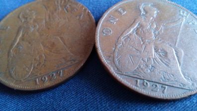 1927 English George V pennies.