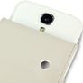 New Samsung I9500 Galaxy S4 Genuine Leather Flip Case Cover Black & White With Cream Inside Image 3