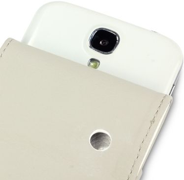 New Samsung I9500 Galaxy S4 Genuine Leather Flip Case Cover Black & White With Cream Inside