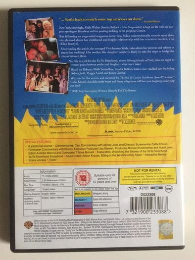 Divine Secrets Of The Ya-Ya Sisterhood [2002] Sandra Bullock, Ellen Burstyn, Fionnula Flanagan, James Garner, Ashley Judd & Maggie Smith [Movie DVD]