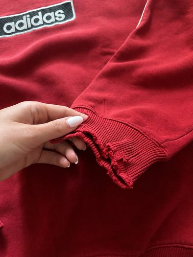 Vintage Adidas red sweatshirt, embroidered central logo, 00s, size s