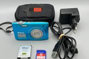 Nikon Coolpix S3100 14MP Digital Camera Blue - Full Kit