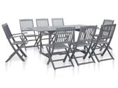 9 Piece Garden Dining Set Solid Acacia Wood Grey