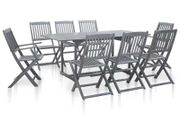 9 Piece Garden Dining Set Solid Acacia Wood Grey